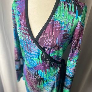 DVF silk A symmetrical wrap dress.